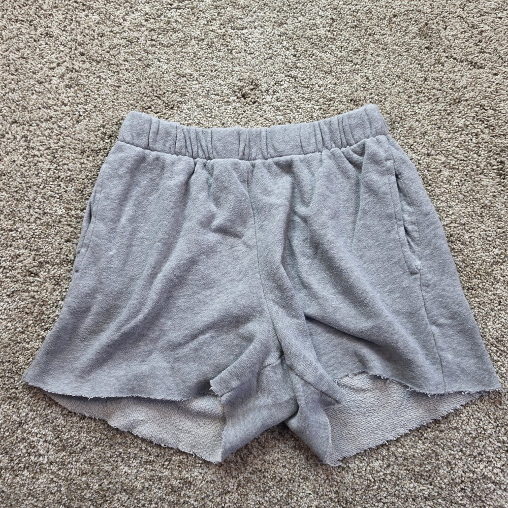 Brandy Melville Rosa Shorts Womens One Size Gray Cotton Blend Raw Hem MCH002